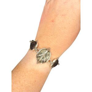 Metal and Stone Peace Bracelet with metal work